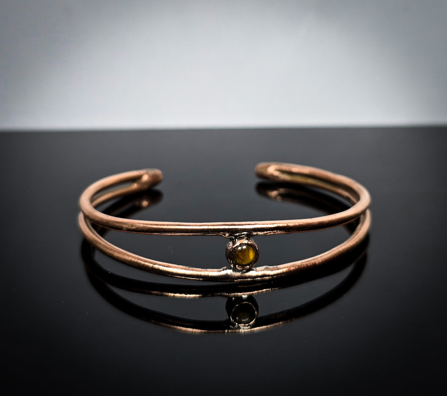 Tigers Eye Gemstone Copper Bangle Handmade