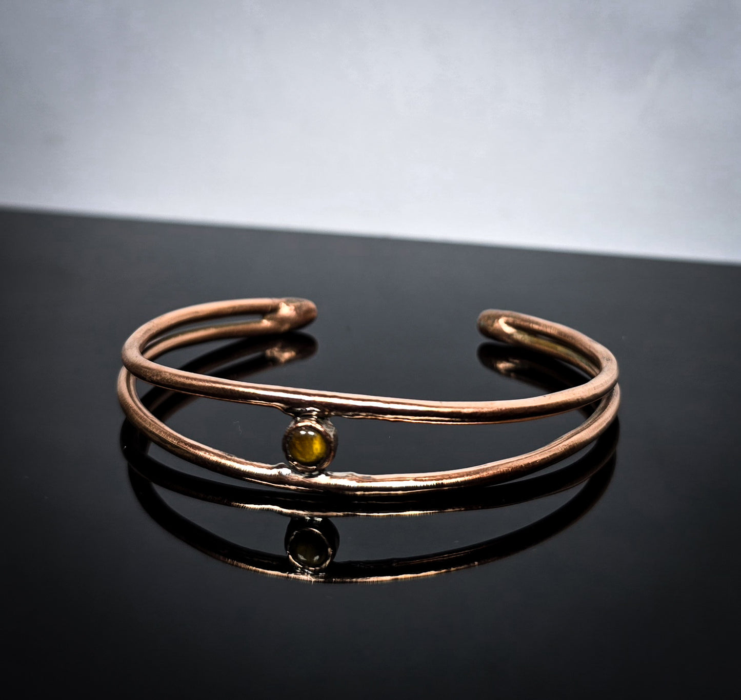 Tigers Eye Gemstone Copper Bangle Handmade