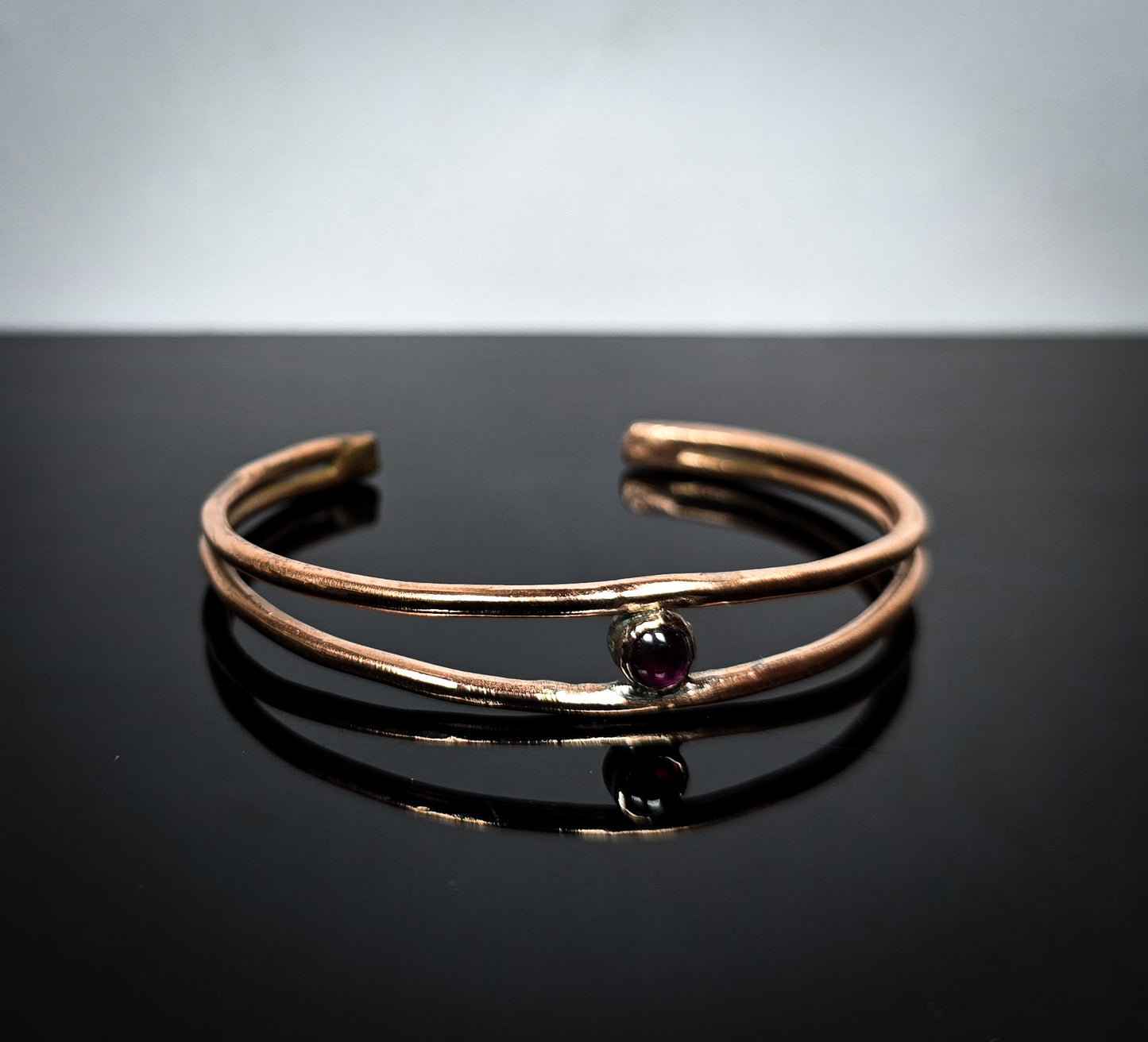 Garnet Gemstone Copper Bangle Handmade