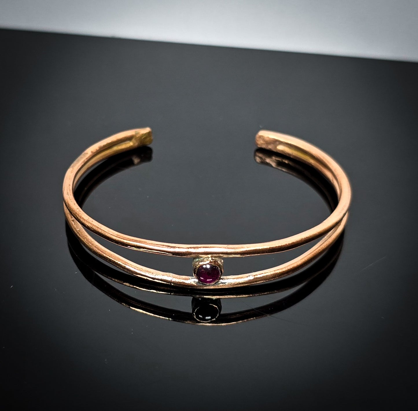 Garnet Gemstone Copper Bangle Handmade