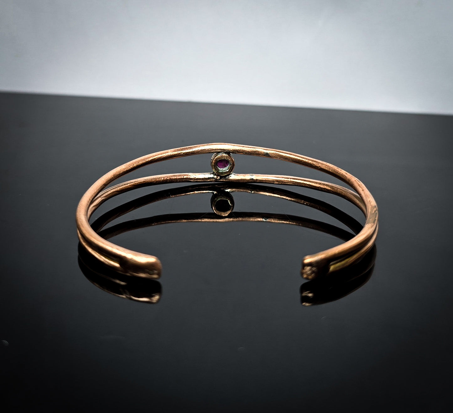 Garnet Gemstone Copper Bangle Handmade