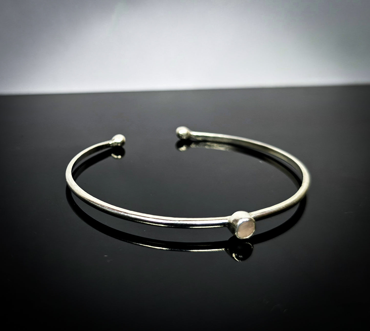 Rose Quartz and Sterling Silver Bangle Handmade