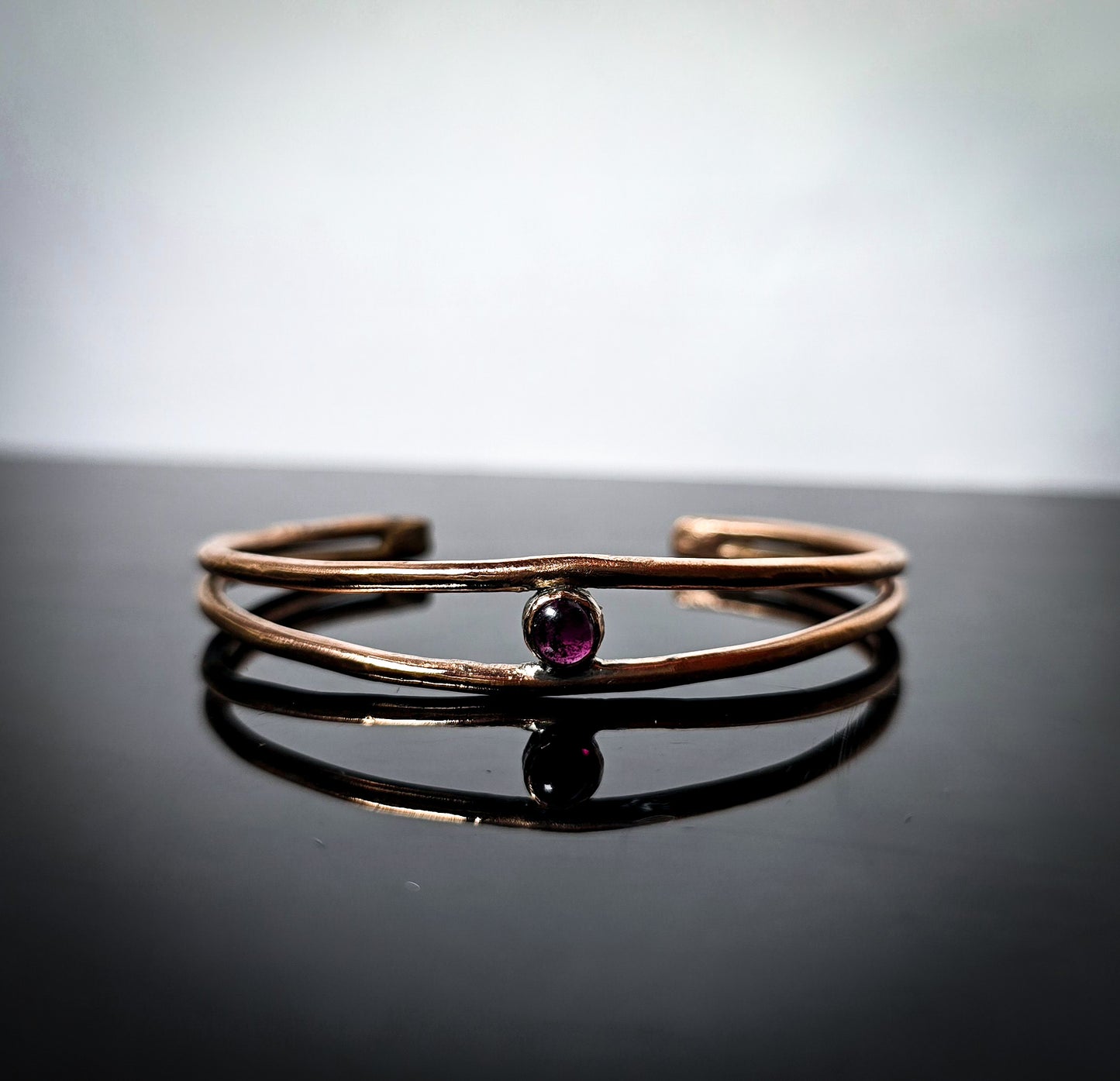 Garnet Gemstone Copper Bangle Handmade