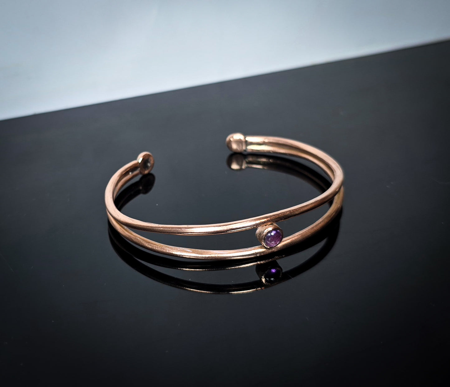 Amethyst and Copper Gemstone Bangle