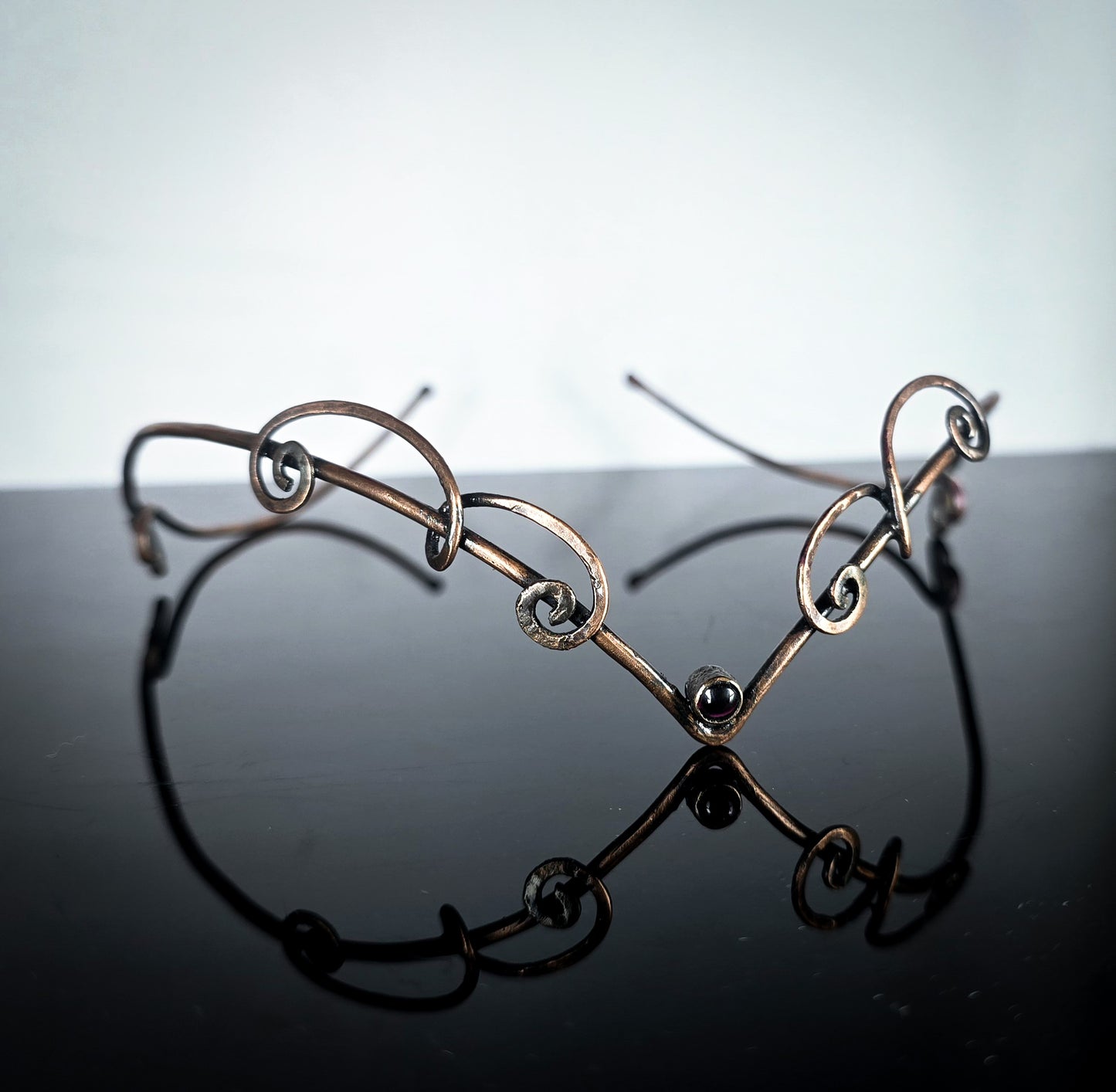 Copper Elven Circlet with Garnet Gemstone