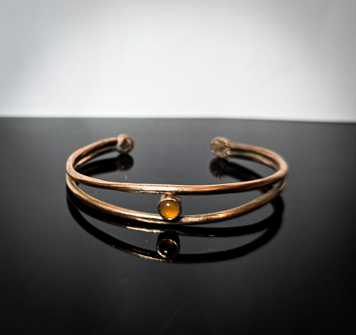Carnelian and Copper Handmade Gemstone Bangle