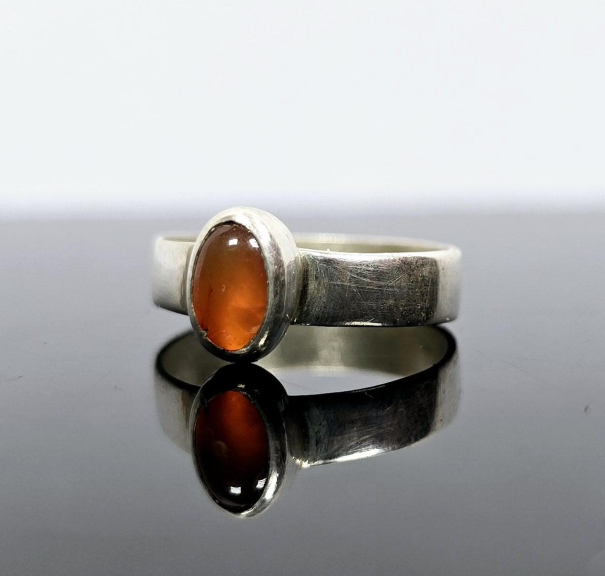 Carnelian Gemstone Ring Handmade in Sterling Silver UK Size J