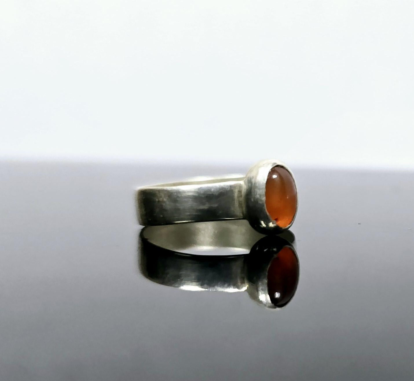 Carnelian Gemstone Ring Handmade in Sterling Silver UK Size J