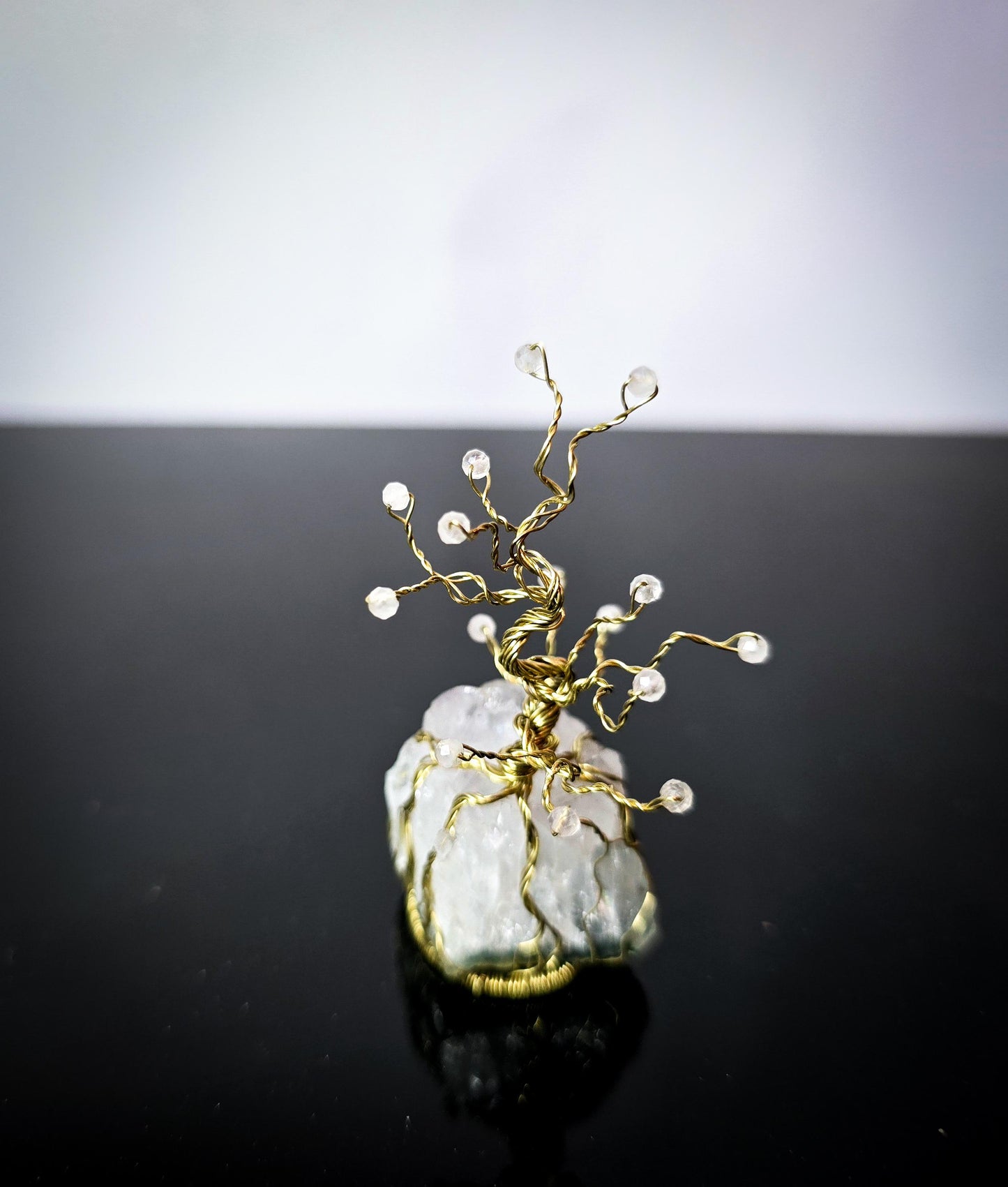 Tree of Life Ornament Rose Quartz Amethyst Gemstone and Brass