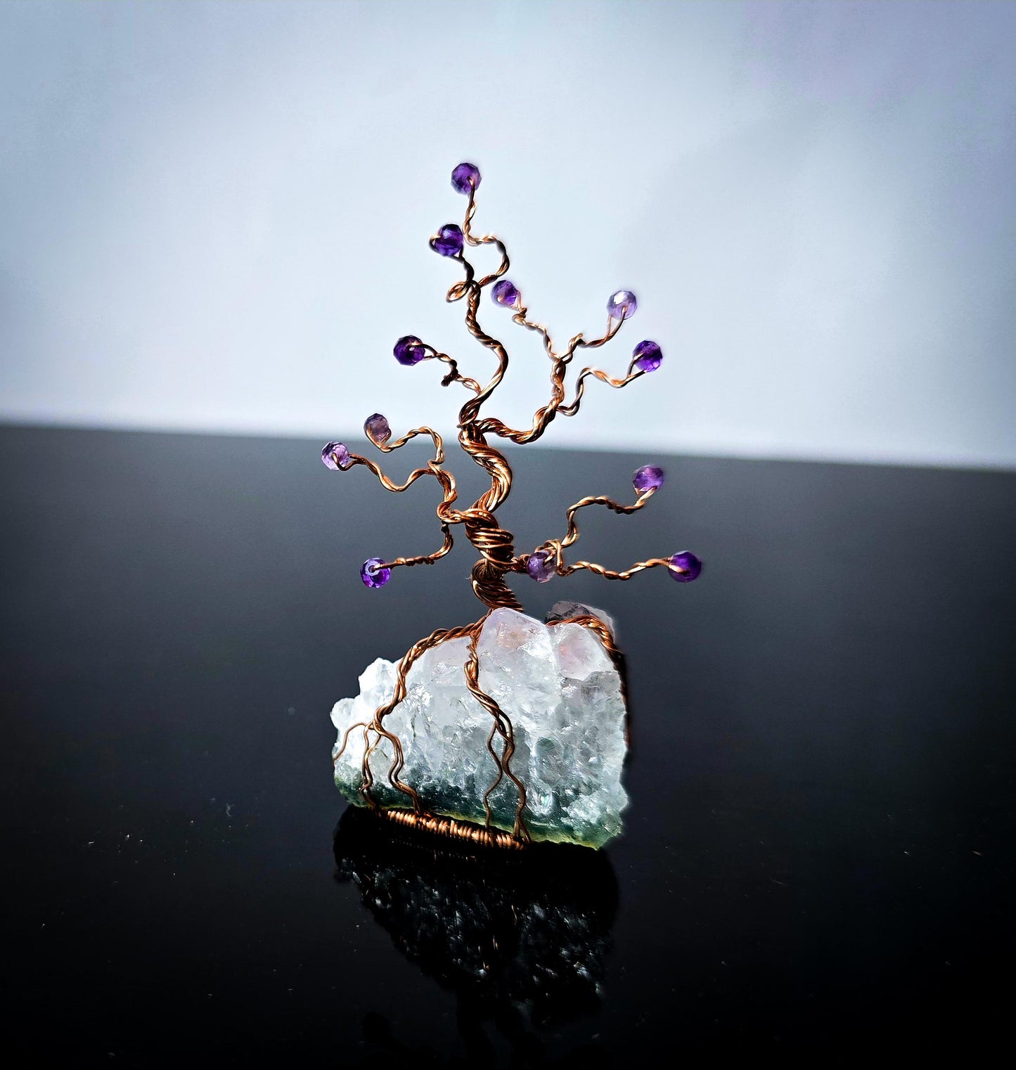 Tree of Life Ornament Amethyst Gemstone and Copper