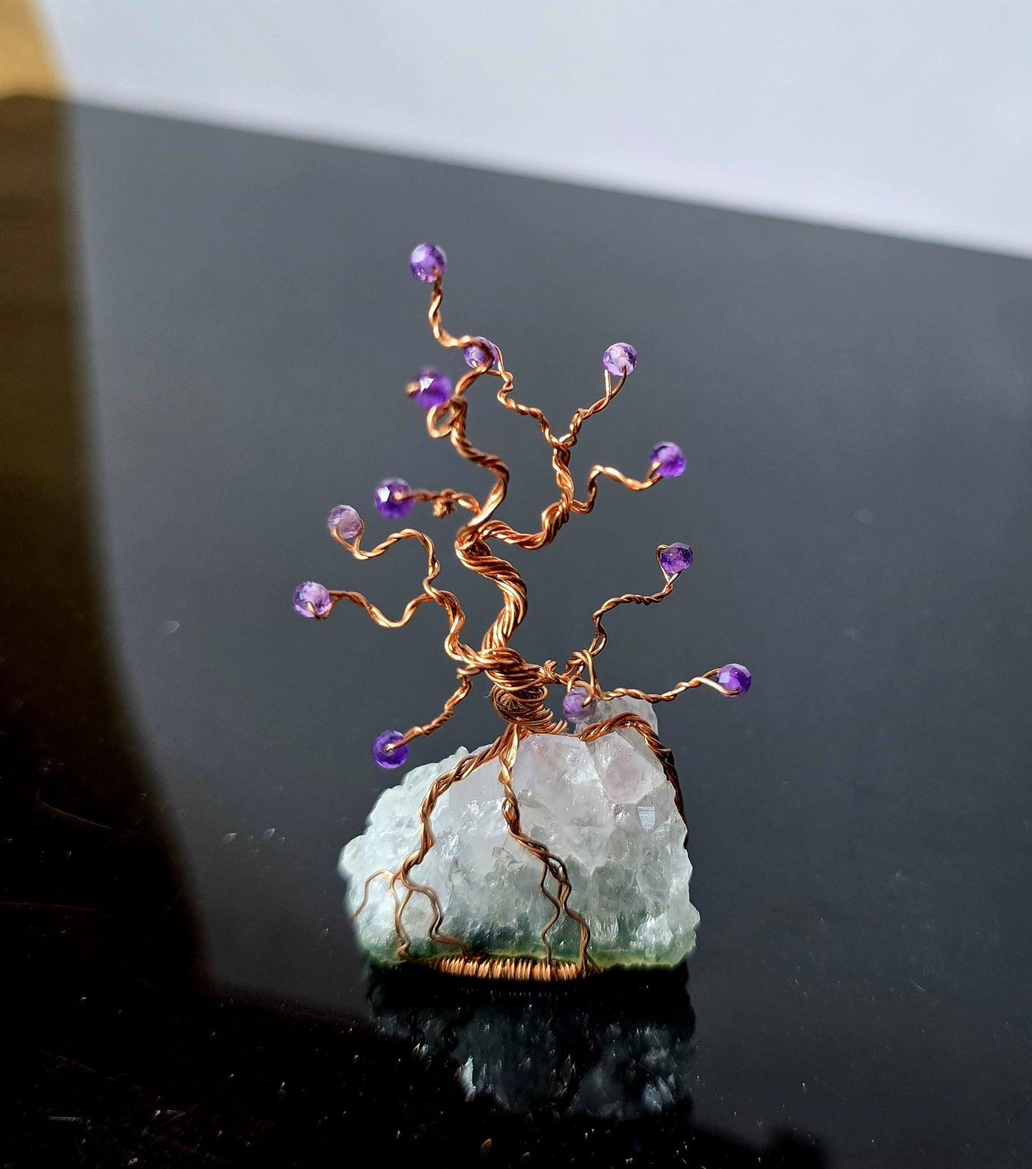 Tree of Life Ornament Amethyst Gemstone and Copper