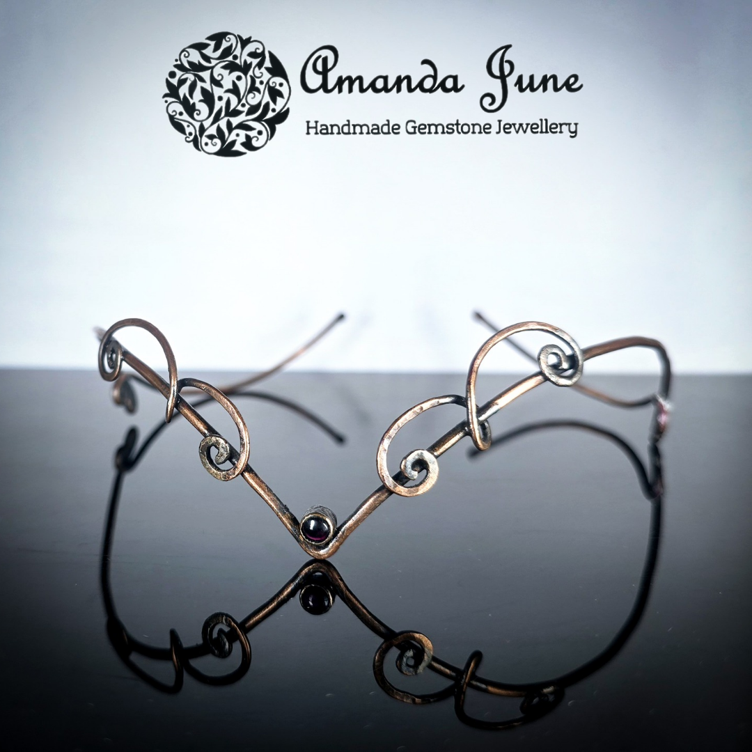 Copper Elven Circlet with Garnet Gemstone