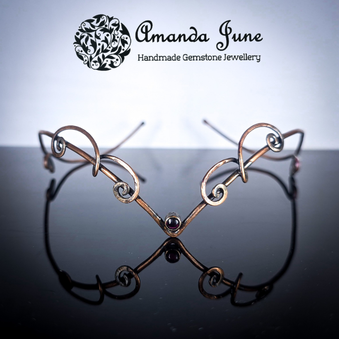 Copper Elven Circlet with Garnet Gemstone