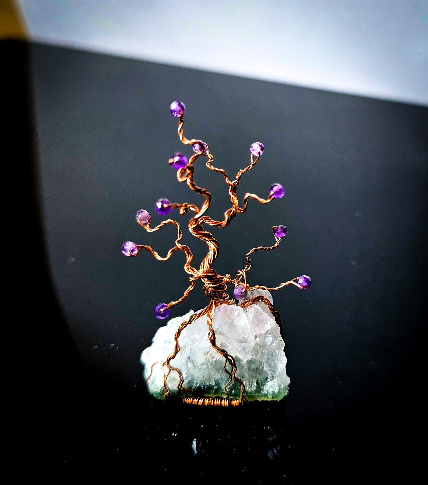 Tree of Life Ornament Amethyst Gemstone and Copper