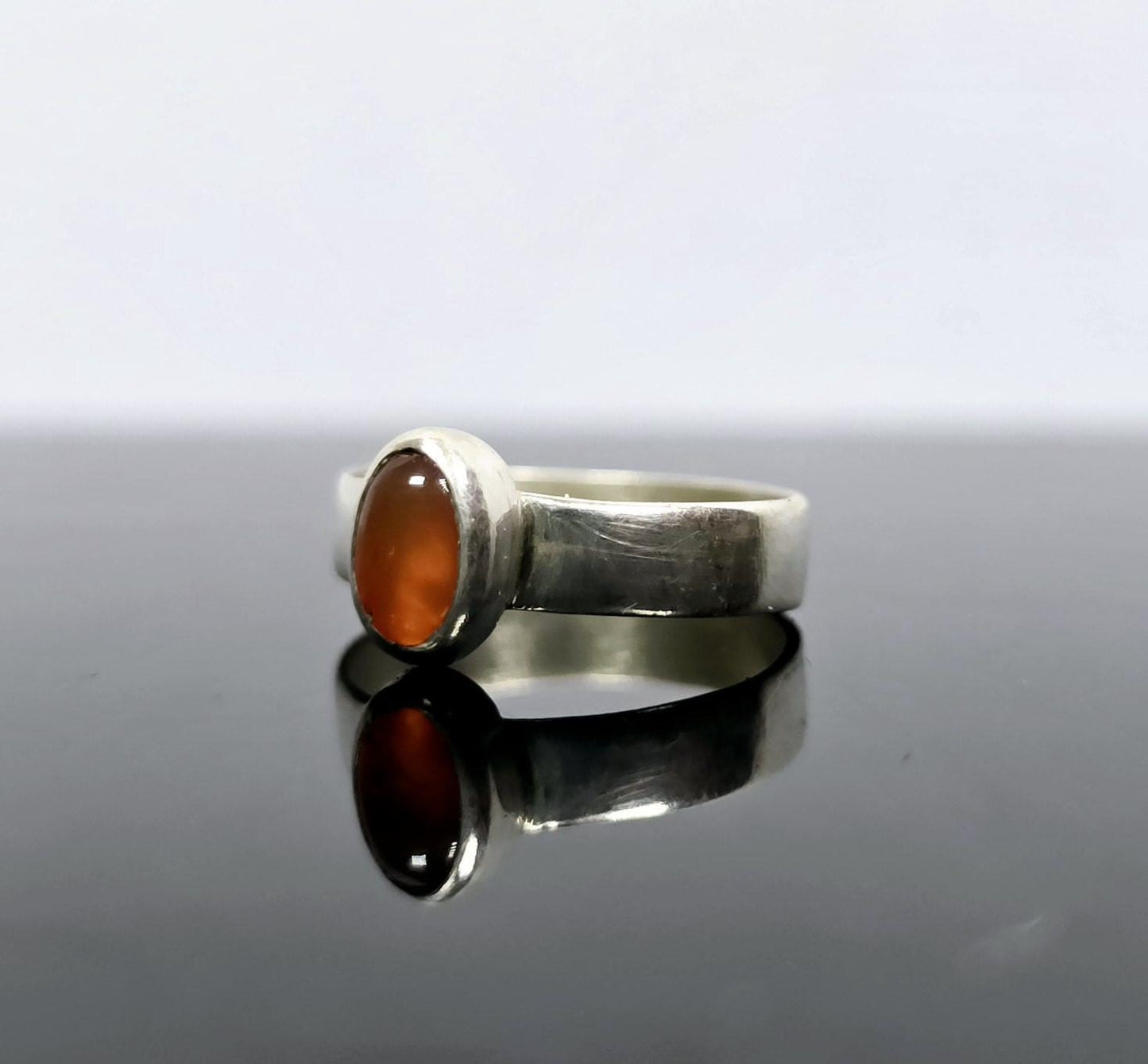 Carnelian Gemstone Ring Handmade in Sterling Silver UK Size J