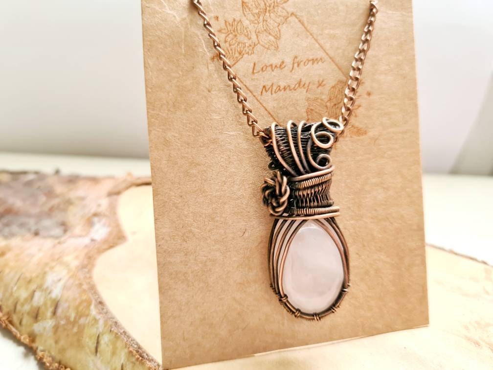 Rose Quartz Pendant in Copper