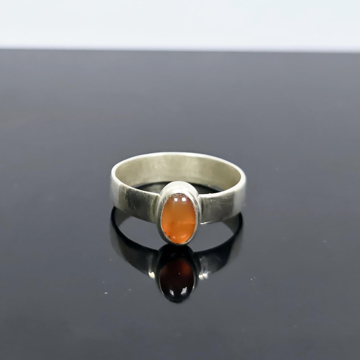 Carnelian Gemstone Ring Handmade in Sterling Silver UK Size J