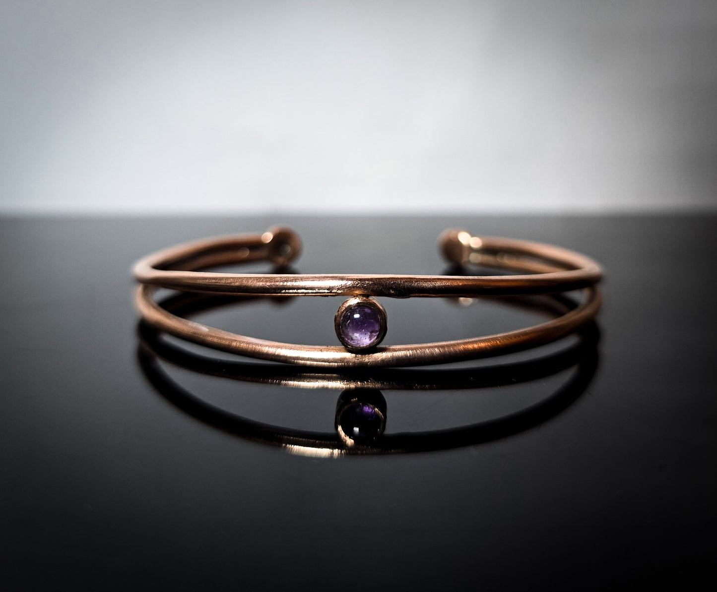 Amethyst and Copper Gemstone Bangle