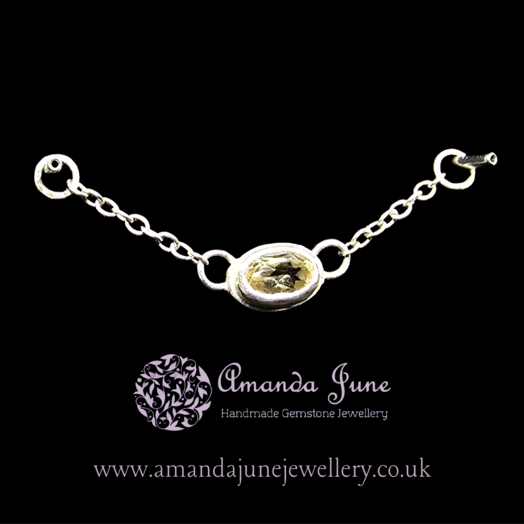 Citrine Gemstone Ear Chain - Sterling Silver - Styling for Pierced Ears - Artisan Crafted - Natural Gemstone - November Birthstone