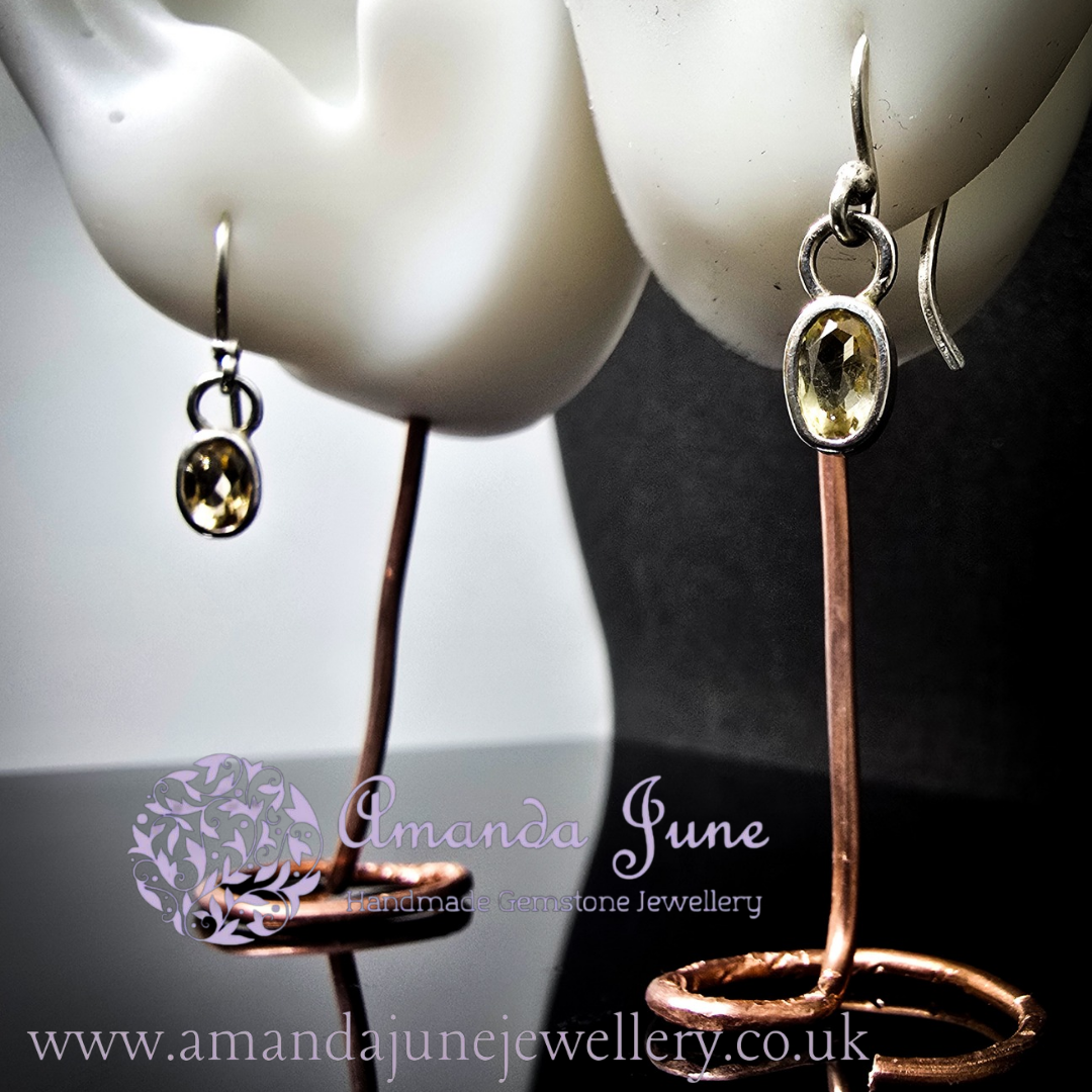 Citrine Dangle Earrings - Sterling Silver - Artisan Crafted - Natural Gemstone - November Birthstone