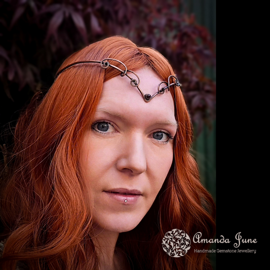 Copper Elven Circlet with Garnet Gemstone