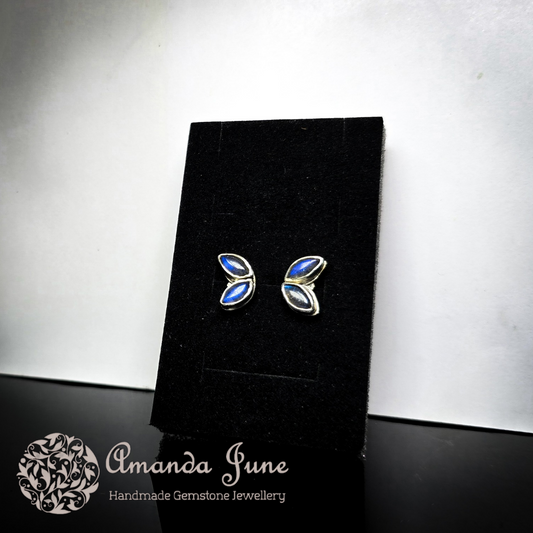 Labradorite Butterfly Stud Earrings Handmade in Sterling Silver