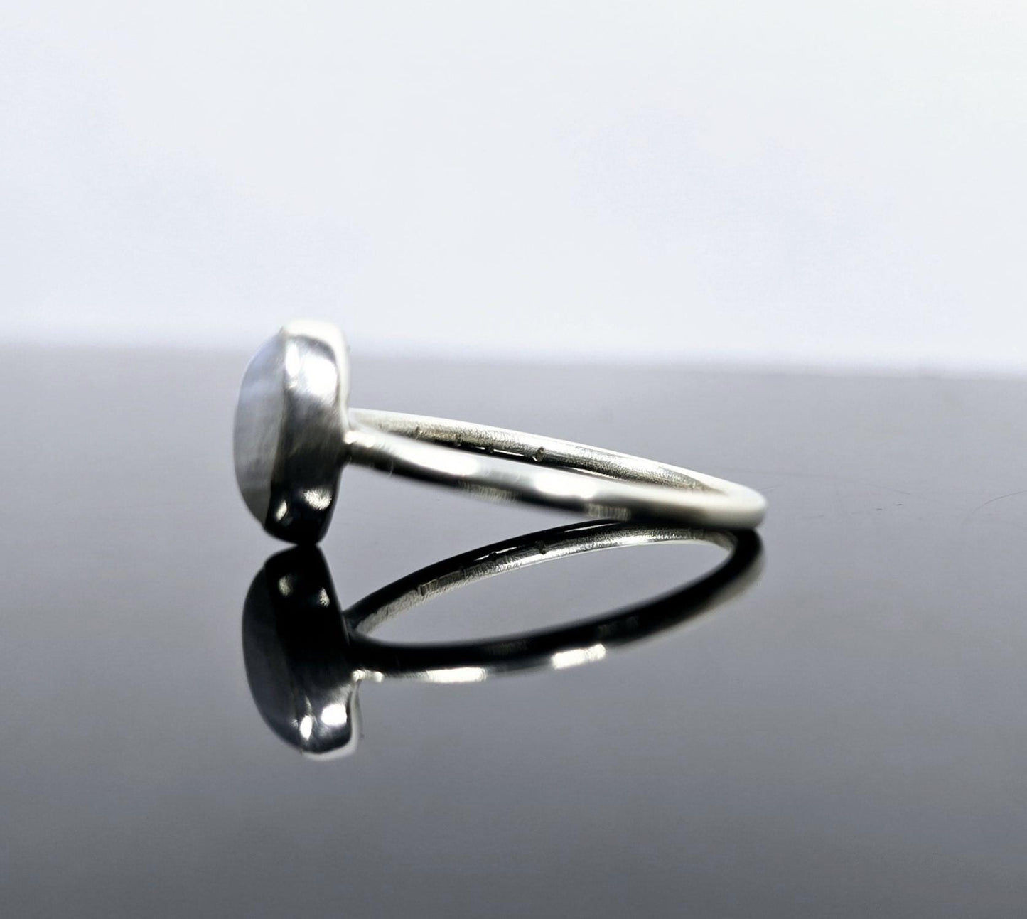 Blue Lace Agate Gemstone Ring Handmade in Sterling Silver UK Size Q