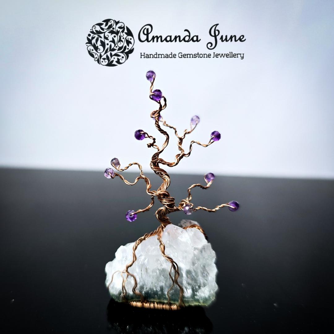 Tree of Life Ornament Amethyst Gemstone and Copper