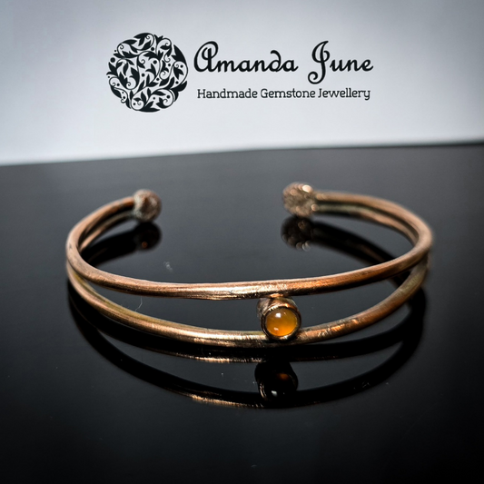 Carnelian and Copper Handmade Gemstone Bangle