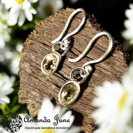 Citrine Dangle Earrings - Sterling Silver - Artisan Crafted - Natural Gemstone - November Birthstone