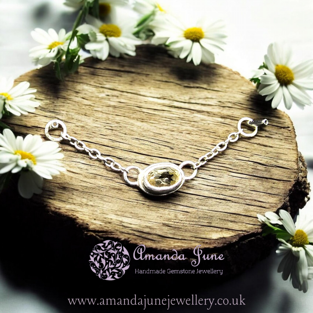 Citrine Gemstone Ear Chain - Sterling Silver - Styling for Pierced Ears - Artisan Crafted - Natural Gemstone - November Birthstone