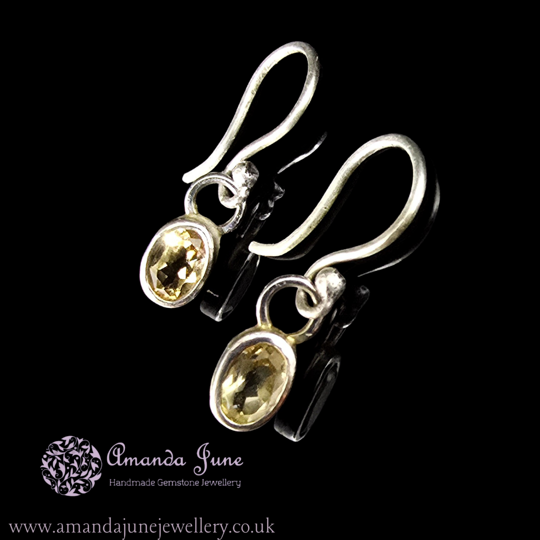 Citrine Dangle Earrings - Sterling Silver - Artisan Crafted - Natural Gemstone - November Birthstone