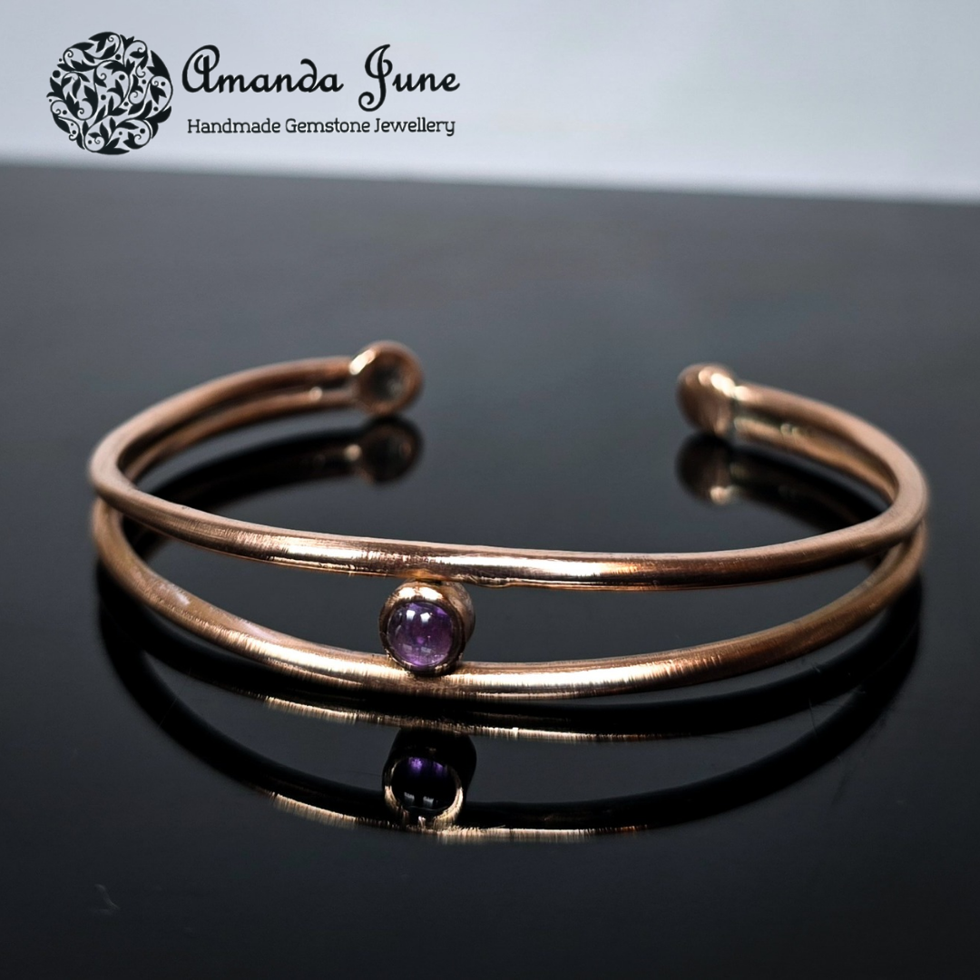 Amethyst and Copper Gemstone Bangle