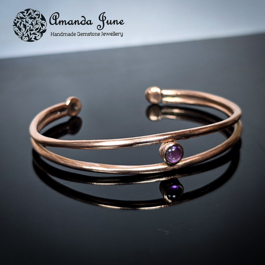 Amethyst and Copper Gemstone Bangle