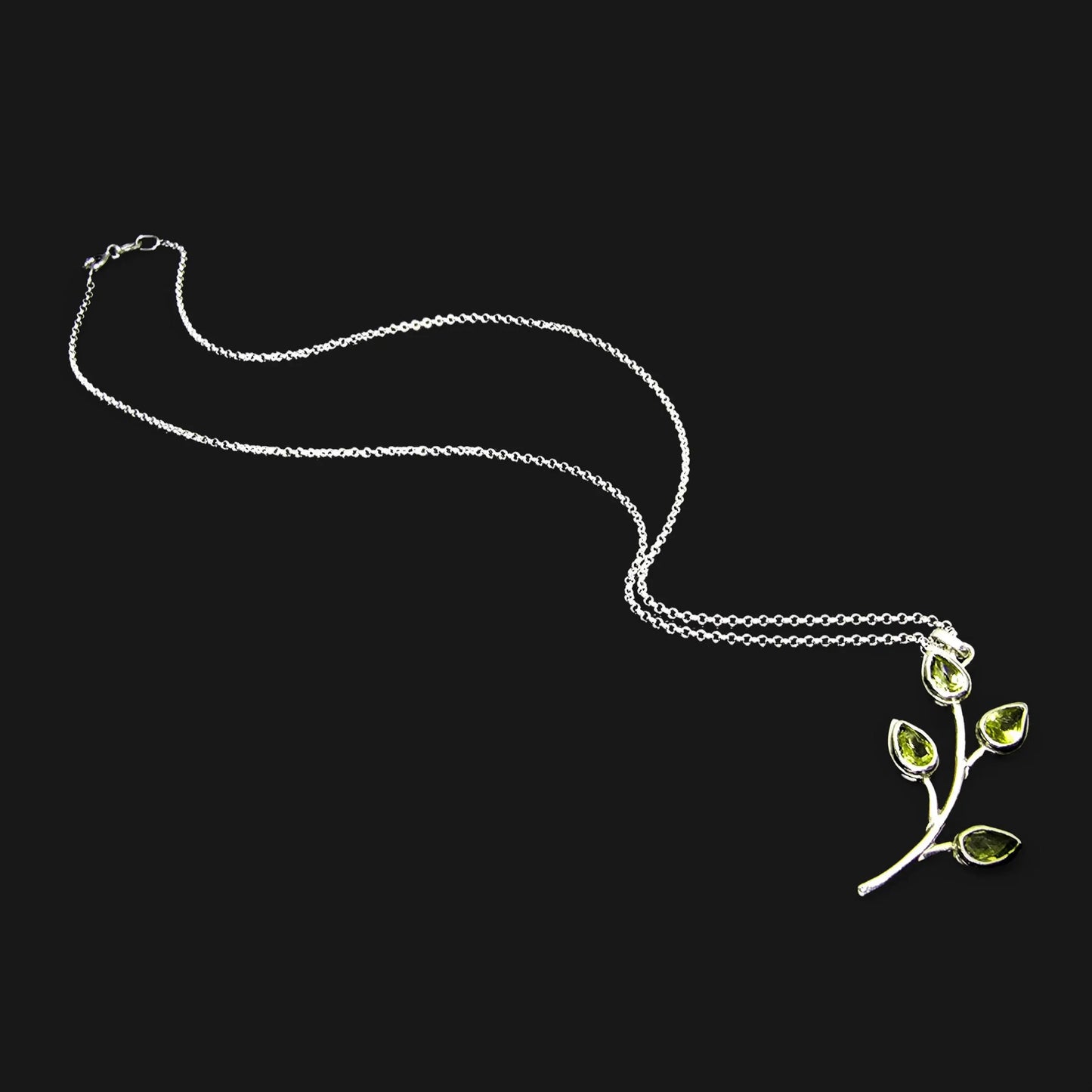 Peridot Leaf Pendant in Sterling Silver Nature-Inspired Handmade Gemstone Pendant
