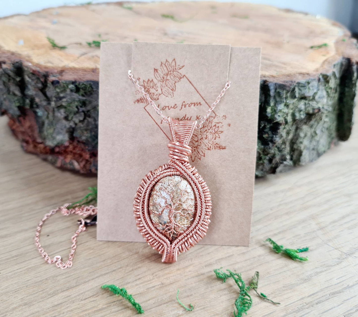 Picture Jasper Tree of Life Pendant in Copper