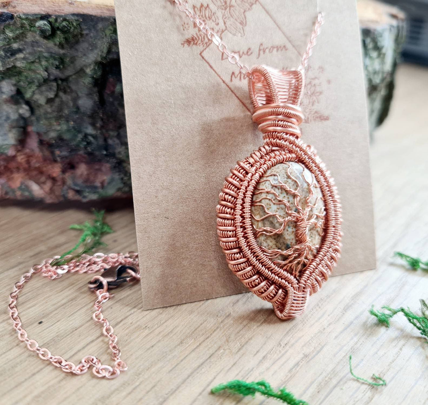 Picture Jasper Tree of Life Pendant in Copper