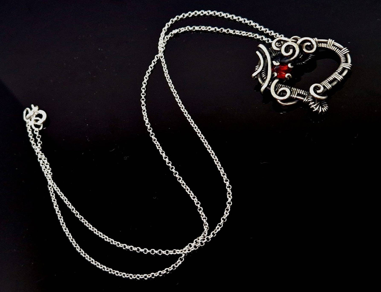 Garnet Heart Pendant in Sterling Silver